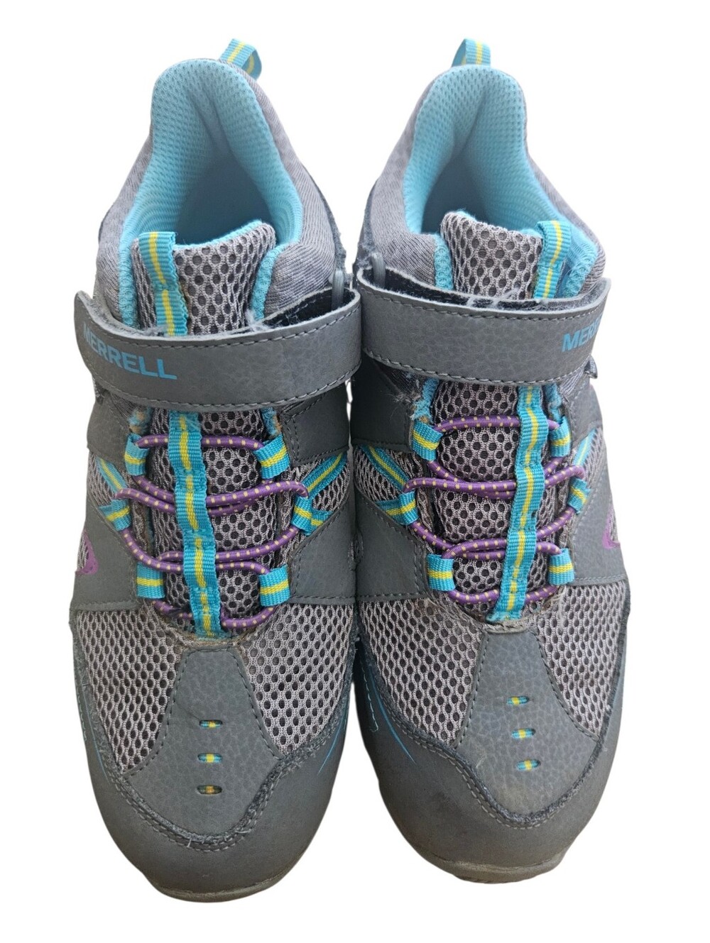 Merrell Hilltop Mid Quick Hiking Gray Blue Waterproof Shoe Girl Size 5M Women 7‎
